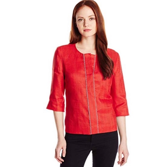 Pendleton Tops - NWT Pendleton Red Linen Woven Lora Tunic Shirt